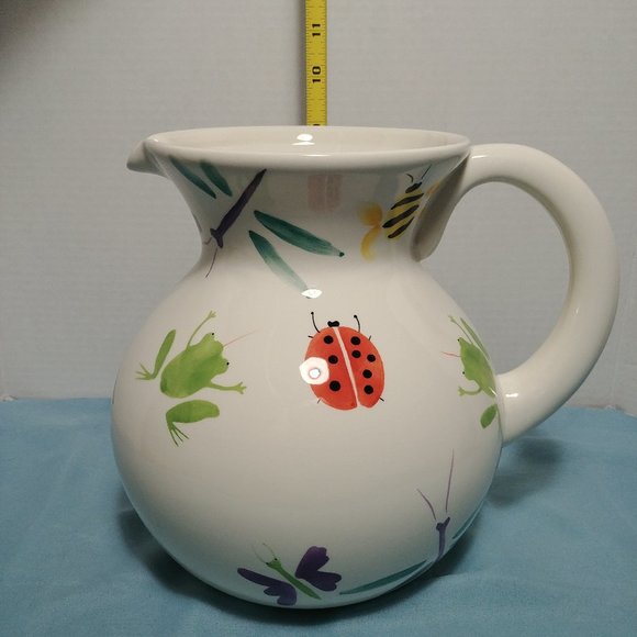 EX-LARGE & Lovely HUG BUG  Ceramic Ball Pitcher RARE ! - Picture 1 of 11